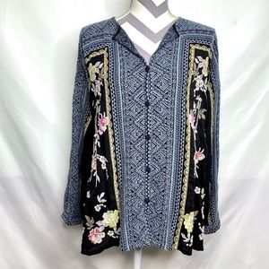 Johnny Was Long Sleeve Button Down Rumi Blouse